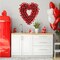 Valentine's Day Heart-Shaped Wreath Wedding Party Anniversary Wall Decor Gift Girlfriend Mother's Day Red Heart Wreath with Tinsel Red Balls Decorations for Front Door